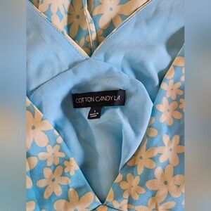 Cotton Candy Sky Blue Floral Mini Dress